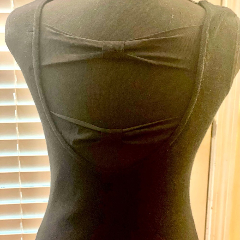 Bebe Black Studded Beaded Bodycon Mini Dress Open Back Bow Detail Sleeveless - Picture 7 of 10